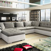 FRANCESCO Sectional Sleeper Sofa, White/Grey, Left