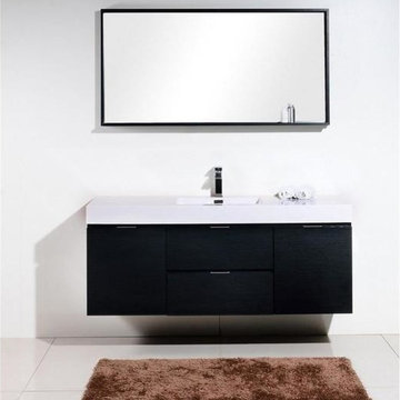 Lux 60" Black Single Sink Wall Mount Modern Style Bathroom Vanity