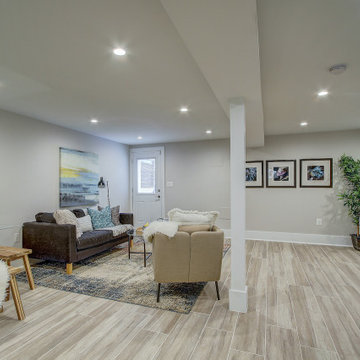 Basement remodeled with bedroom space and extra closet space in Vienna