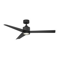 Lotus 3-Blade Smart Ceiling Fan 54in Matte Black, 3000K LED Kit