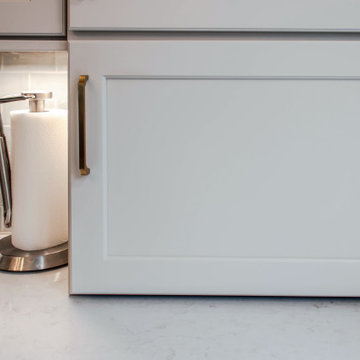 Two Tone Kitchen with Wood & Irish Creme Painted Cabinets w/ Quartz Countertop