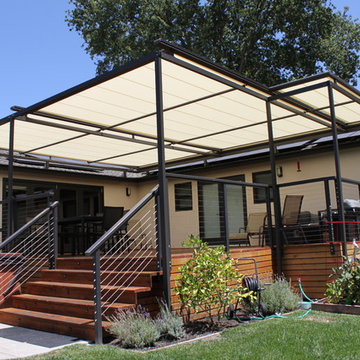 Retractable Motorized Roof Systems. Markilux 8800's on custom aluminum trellis