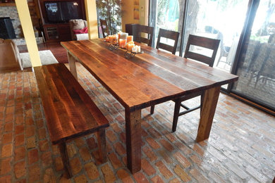 Farmhouse Dining Table with Benches