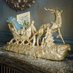 Reindeer-Drawn Sleigh - Holiday Accents And Figurines