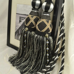 9 Colors QYM44 Polyester Curtain Tassel Tie Backs in Black Color - Window Treatment Accessories