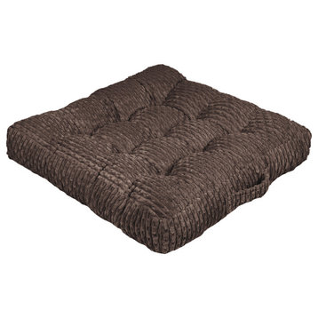 Corduroy Indoor Tufted Floor Pillow Single, Becklee Chocolate