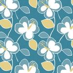PHF - Bold Flower in Teal, Light Blue and Mustard Yellow, Sample - Feel free to order a sample to assist you in matching colors. Samples are approximately 3 feet in length. Samples are nonreturnable. A big, bold contemporary floral will bring joy and color to any room.  This paper will make a statement and is eye-catching and it comes in a variety of different colors.