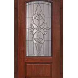 Single Door 80 Fiberglass Courtlandt 1 Panel Arch Lite Glass - Front Doors
