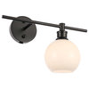 Black Finish And Frosted White Glass 1-Light Right Wall Sconce