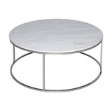 Kensal Marble Round Coffee Table, Steel Base
