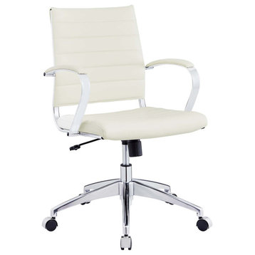 Jive Mid Back Faux Leather Office Chair, Cream/White