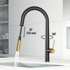 VIGO Greenwich Pull-Down Kitchen Faucet, Matte Black/Matte Brushed Gold