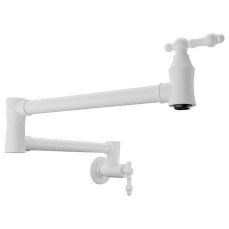 Marca 360-Degree 24 in. Wall Mounted Pot Filler with Dual Swivel in Matte White