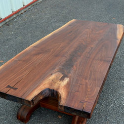 Live Edge Walnut Coffee Table with Tapered Base - Coffee Tables