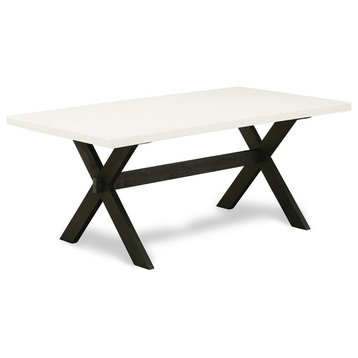 East West Furniture X-Style 40x72" Wood Dining Table in Black/White