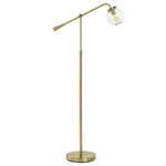 StyleCraft - Reagan Contemporary Floor Lamp Antique Brass Finish Ribbed Glass Globular - Sleek and understated, the Reagan Antique Brass Contemporary Floor Lamp by StyleCraft is a tasteful option for the modern home. Finished in antique brass and supporting a ribbed glass globe shade, this floor lamp is inspired by mid century modern style. Add this lamp to the living room or study for an elevated look.