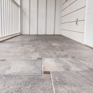 Pinwheel Porch with Shluter metal tile edges