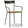 Klaas Industrial Modern Raw Steel Burlap Seat Dining Arm Chair