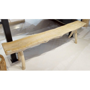 Log Outdoor Bench 72'' Bleached
