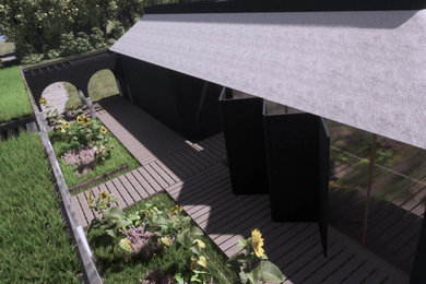 Design ideas for a large modern courtyard garden in Essex.