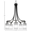 Paramount 5-Light Chandelier, Brushed Nickel, 4" White Marble Glass