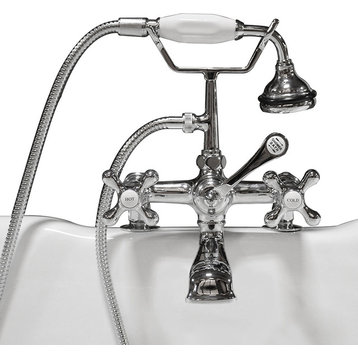 Clawfoot Tub Faucet, Hand-Held Shower, 2" Deck Mount Risers, Polished Chrome