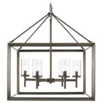 Golden Lighting - Golden Lighting 2073-6 GMT Smyth - 6 Light Chandelier - Modern lanterns feature a handsome beveled cage design  Clean geometry creates a contemporary style  Clear glass cylinders encase steel candles and candelabra bulbs  Comfortably sized for a typical dining room.  Canopy Included: Yes  Shade Included: Yes  Canopy Diameter: 5 x 5 x 1 Room: Kitchen, Foyer, Living, DiningSmyth Six Light Chandelier Gunmetal Bronze Clear Glass *UL Approved: YES *Energy Star Qualified: n/a  *ADA Certified: n/a  *Number of Lights: Lamp: 6-*Wattage:60w Candelabra bulb(s) *Bulb Included:No *Bulb Type:Candelabra *Finish Type:Gunmetal Bronze