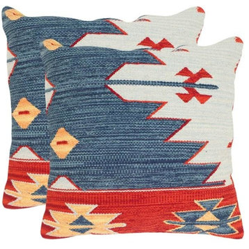 Pueblo Pillows, Set of 2, Blue, Down Feather Filler