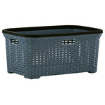 Superio Brand - Laundry Hamper, 50-liter Wicker Style Basket with Cutout Handles, Grey Color. - This superio 50-liter wicker style laundry basket is made to store laundry or anything else you decide. It is high-quality durable plastic and has a smooth finished trim and interior preventing from snagging delicate items. The dimensions are 10.25” (H), 15.75” (W), 24” (L).