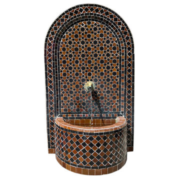 Brown and Black Moroccan Arch Tile Fountain