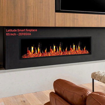 Latitude 65" Smart Built-in Electric Fireplace with Reflective Amber Glass