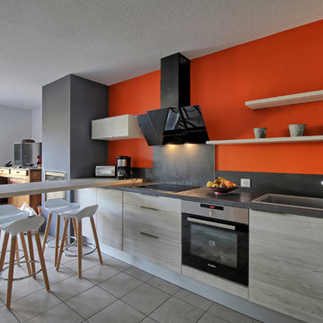 Cuisine Chêne Blanc, Anthracite et orange