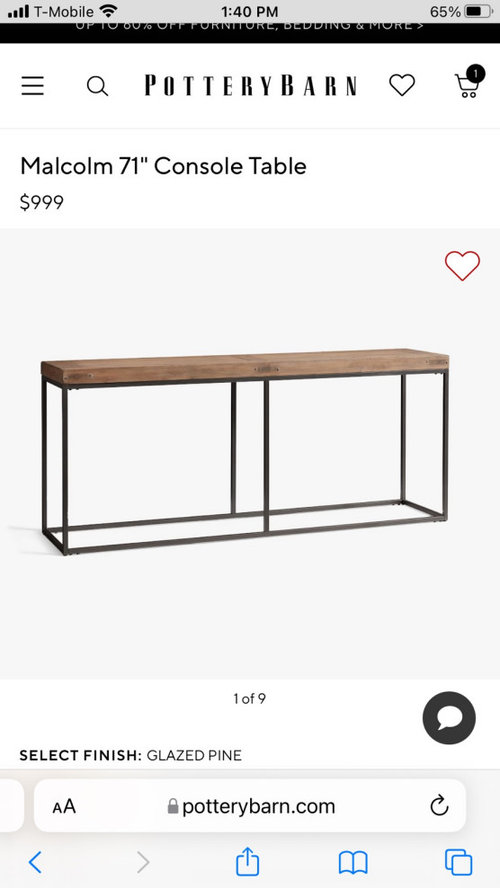 size of console table on accent wall?
