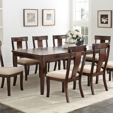 9 Piece Cherry Wood Contemporary Rectangular Dinette Dining Room Table & 8 Side