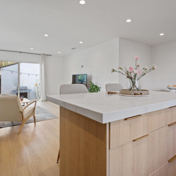 Open Space Kitchen & Living Room With Sliding Door Patio In Van Nuys