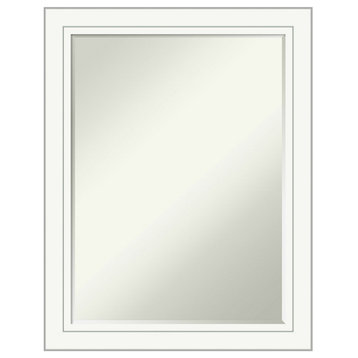 Craftsman White Petite Bevel Wood Bathroom Wall Mirror 23 x 29 in.
