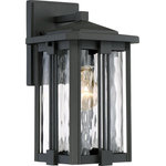 Quoizel - Quoizel Everglade 1-Light 100W Outdoor Wall Lantern, 7.5"x6.5"x12.25" - Everglade - EK Earth Black Finish, Small Wall Lantern: With a slight twist on classic Mission styling, the Everglade Outdoor Collection is perfect for the exterior of any home. The matte Earth Black finish is deep and rich providing the ideal backdrop for the rippling clear water glass. The straight lines and square-like details further enhance this great series.