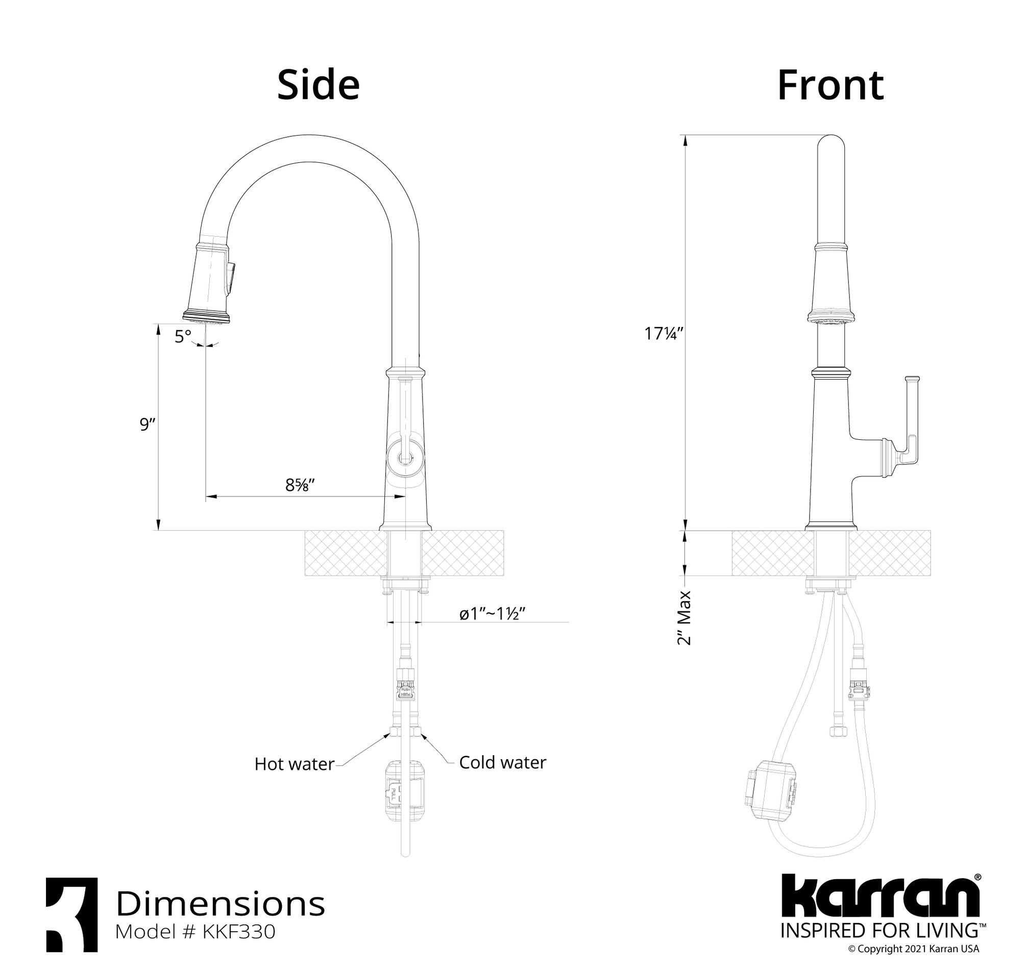 Karran KKF330 1-Handle Pull Down Dual Function Sprayer Faucet, Gunmetal Grey