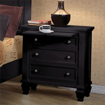 Bowery Hill 3 Drawer Nightstand in Black and Silver