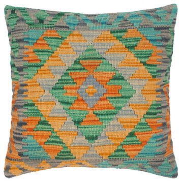 Geometric Turkish Kathryne Hand Woven Kilim Throw Pillow