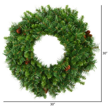 Vickerman Cheyenne Pine Wreath With Pine Cones, 30", Unlit