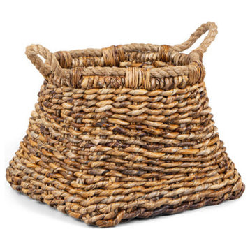 Brown Abaca Basket, Handle, dBodhi Gamalama, Small