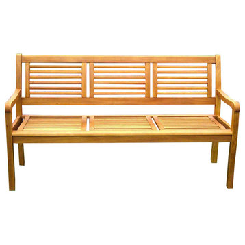 Yellow Balau Hardwood Three-Seater Park Bench, Dark Honey