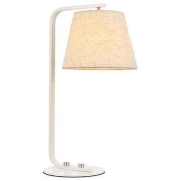 Living District Tomlinson 1-Light Modern Metal Table Lamp in White