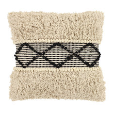 Natural and Black Decorative Shag Square Throw Pillow