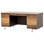 Four Hands Furniture - Wesson Cuzco Desk - Plantation yukas deliver warmth to minimalist styling. Slender legs of bronzed iron support an ash-finished frame as resin fills yukas' natural graining. Iron hardware adds modern edge to mid-century form. Open-front doors and slim center drawer for ample desk storage.