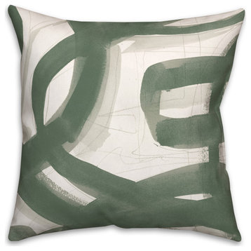 Green Abstract Brushstrokes 18x18 Indoor/Outdoor Pillow
