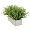 Artificial Frosted Farm Grass in 9" White-Washed Wood Trough