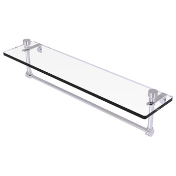 Foxtrot 22" Glass Vanity Shelf with Towel Bar, Polished Chrome