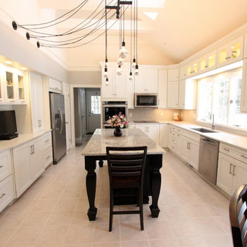 Stunning White Kitchen and Onyx Island with Refaced Butler's Pantry